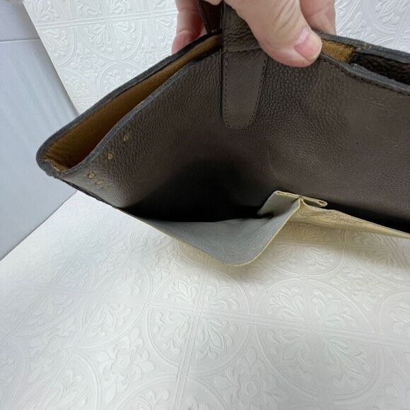 Calleen Cordero Brown Gold Metallic Genuine Leather Large Tote Bag - Picture 8 of 11